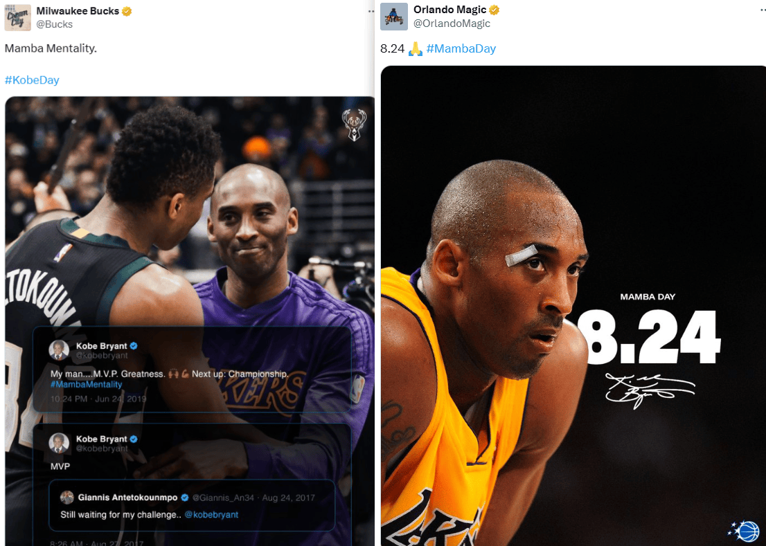 湖人官方纪念科比日!东契奇晒合影怀念科比 勇士雄鹿等队缅怀科比